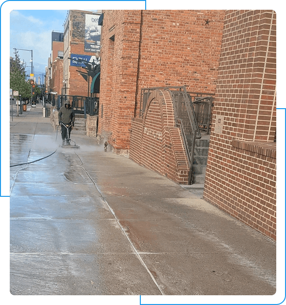 Pressure Washing 3 man cleaning the street